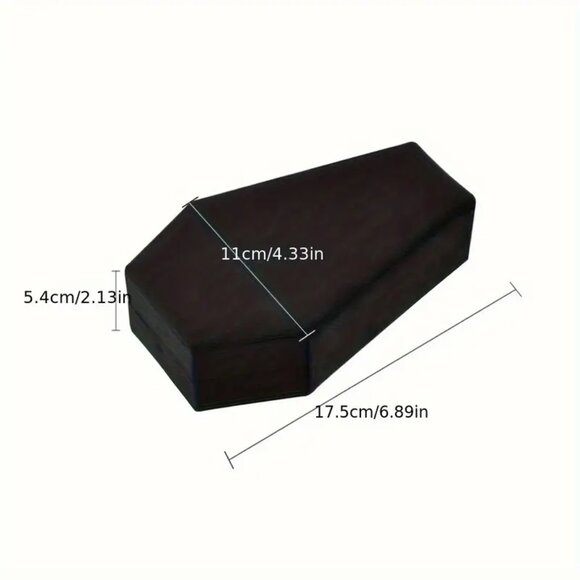 {NEW} Black and Red Decorative Coffin Shaped Jewelry Box - Picture 8 of 8